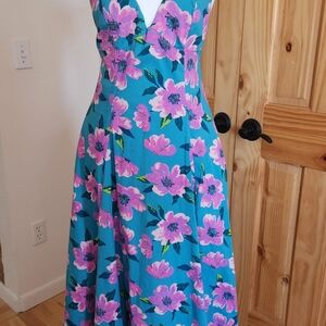 Floral Blue and Pink Maxi Dress
